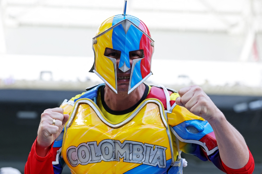  
Colombia fans inside the stadium before the match  