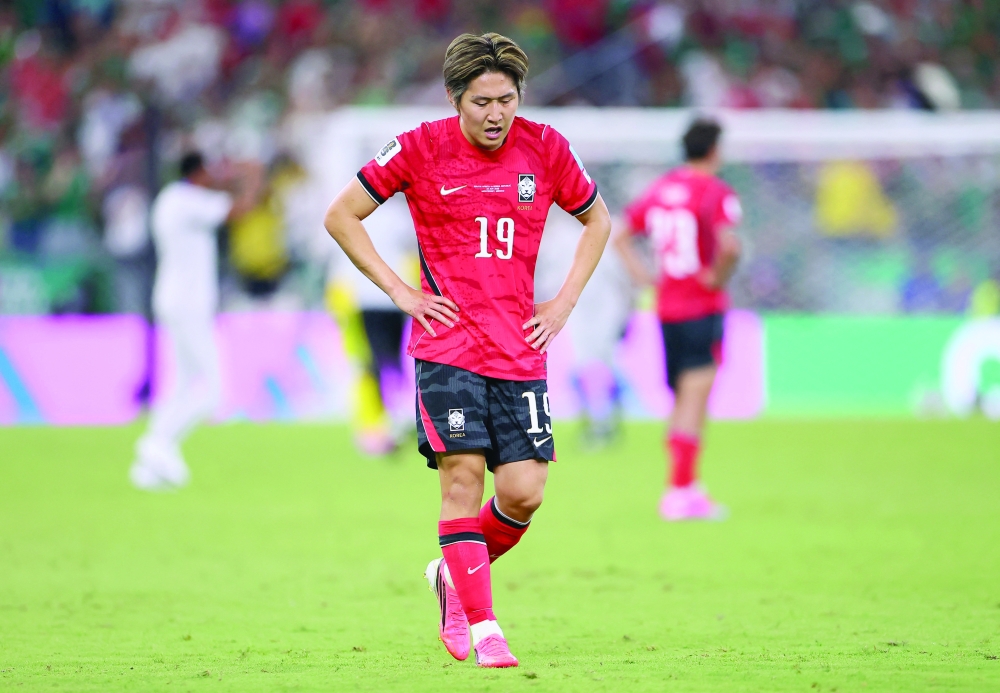 South Korea's Lee Kang-in looks dejected after the match. — Reuters