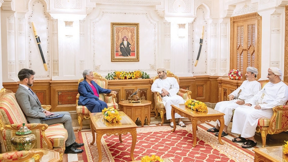HH Sayyid Theyazin bin Haitham al Said receives Ana Escrogima, US Ambassador to Oman.