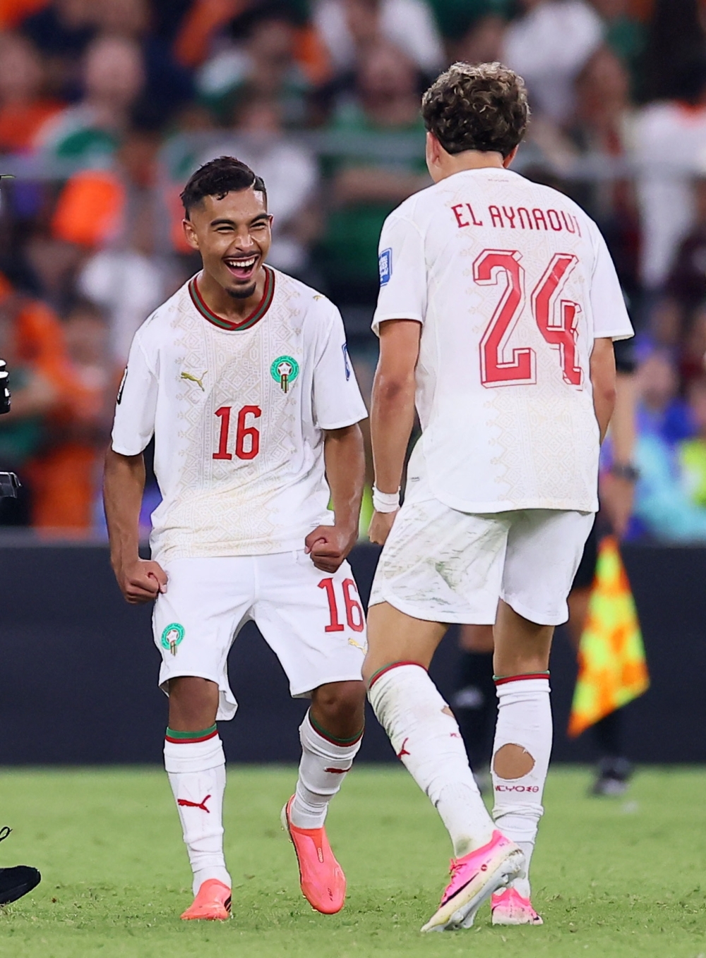 Morocco's Yassine and El Aynaoui celebrate after the match. — Reuters