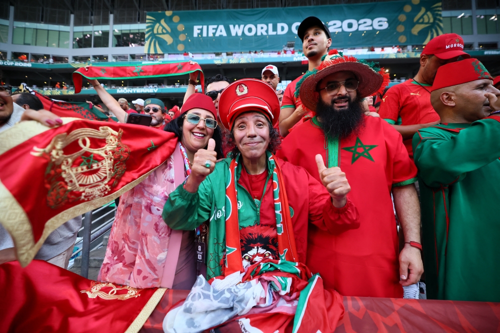  
Morocco fans inside the stadium before the match 