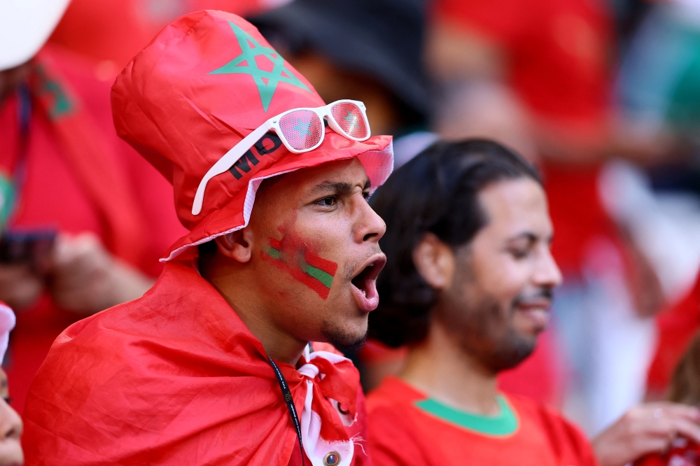  
Morocco fans inside the stadium before the match  
