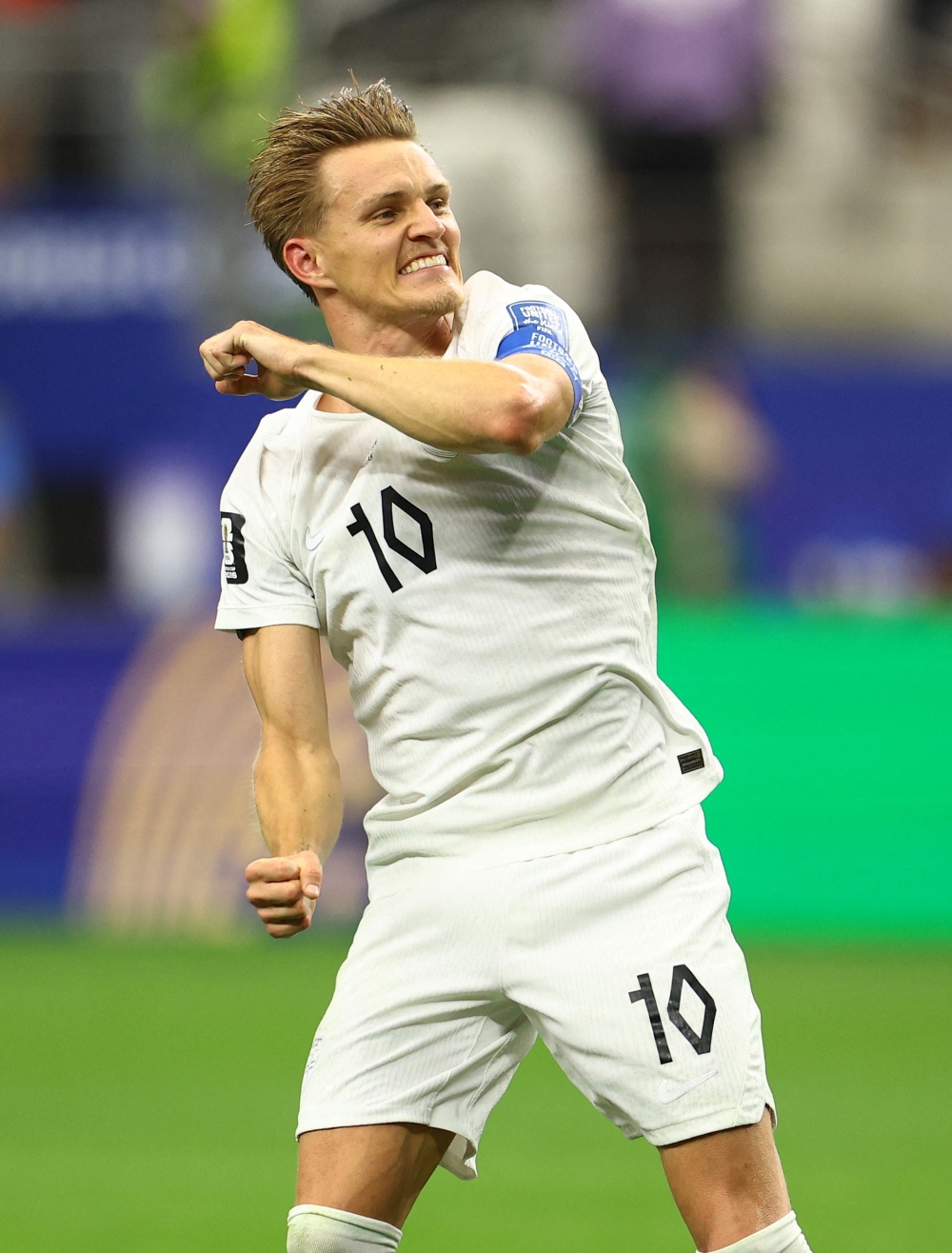 
Norway's Odegaard celebrates after the match. — Reuters
