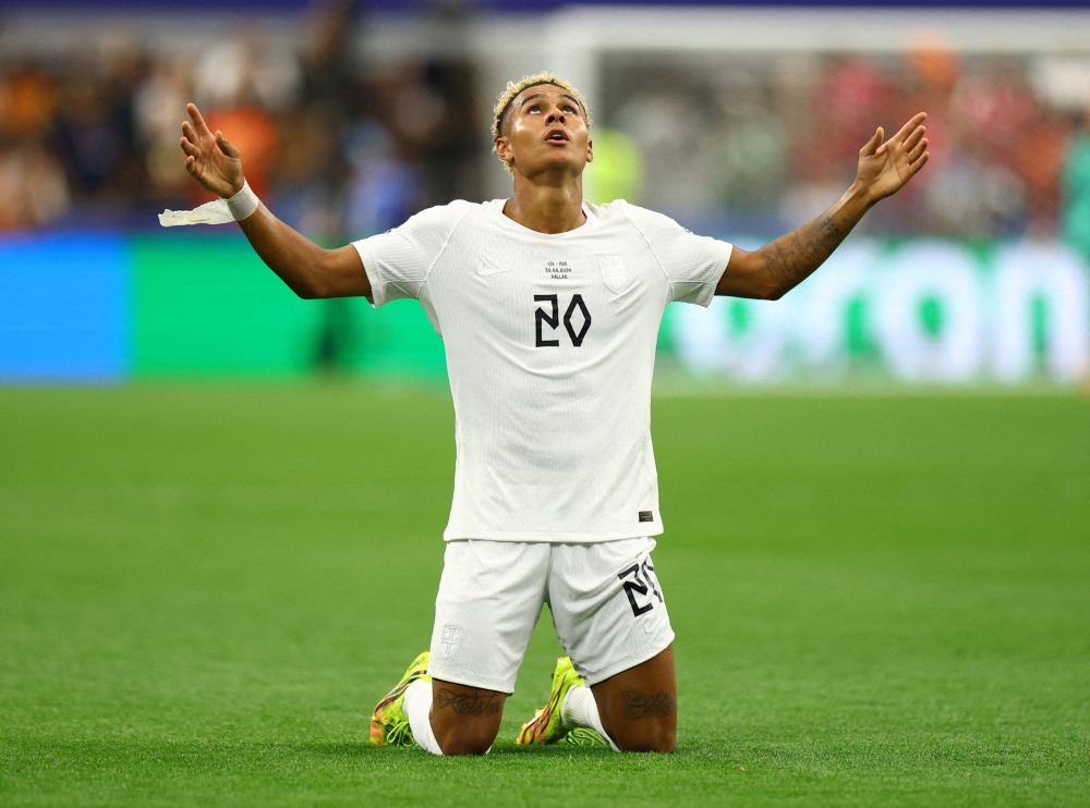  
Norway's Antonio Nusa celebrates first goal. — Reuters
