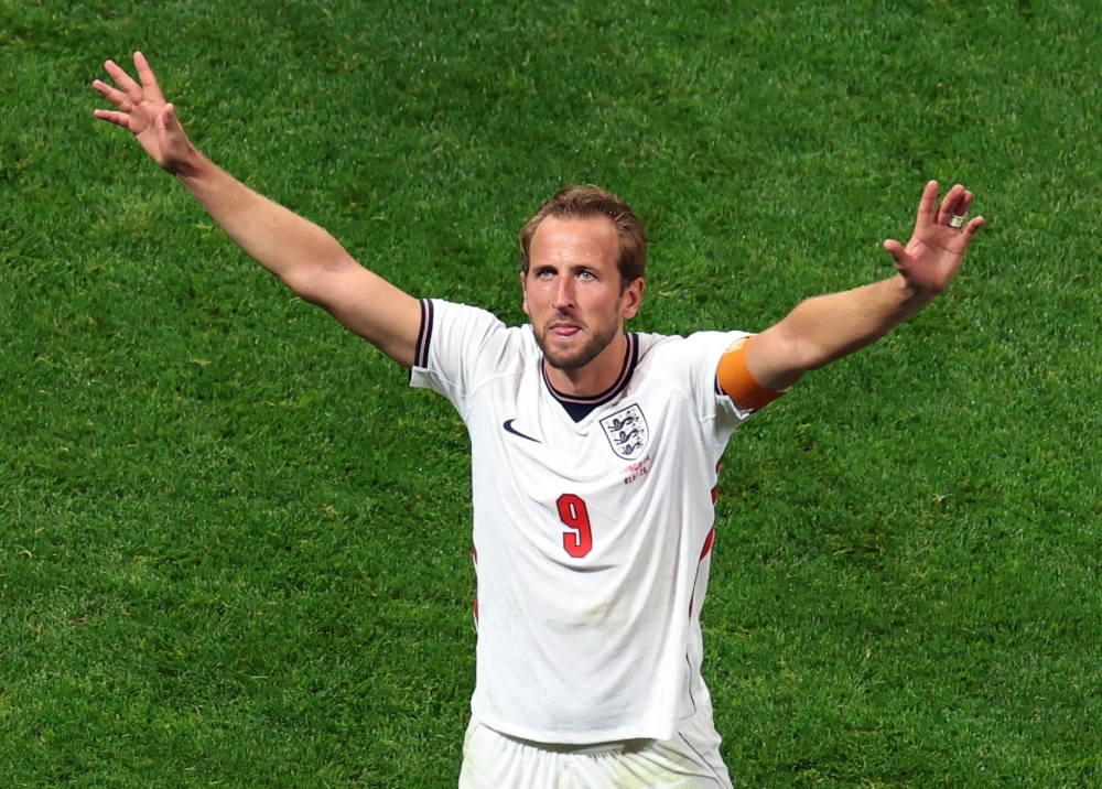 England's #09 Harry Kane celebrates after the winning. — AFP  