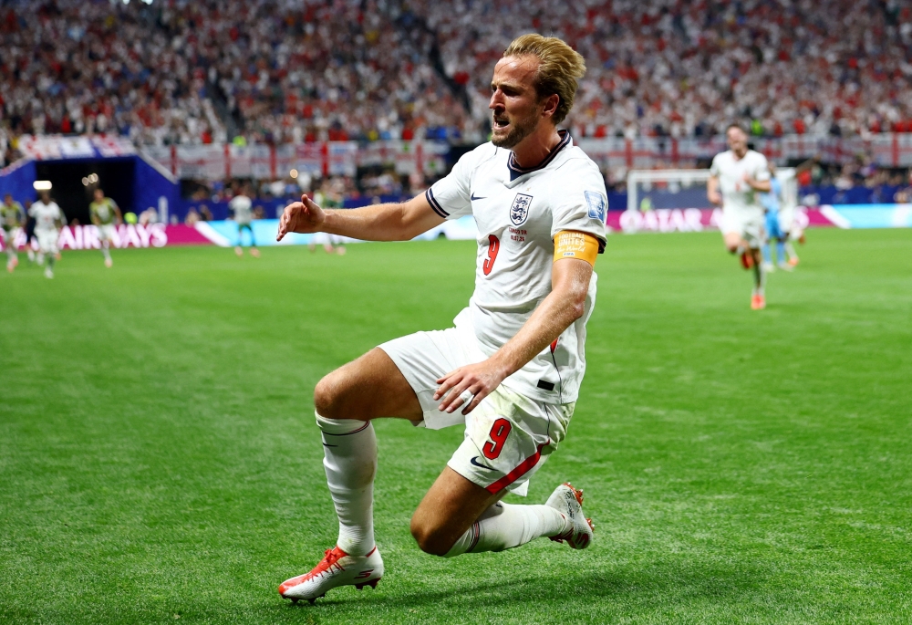  
England's Harry Kane celebratesr second goal. — Reuters  