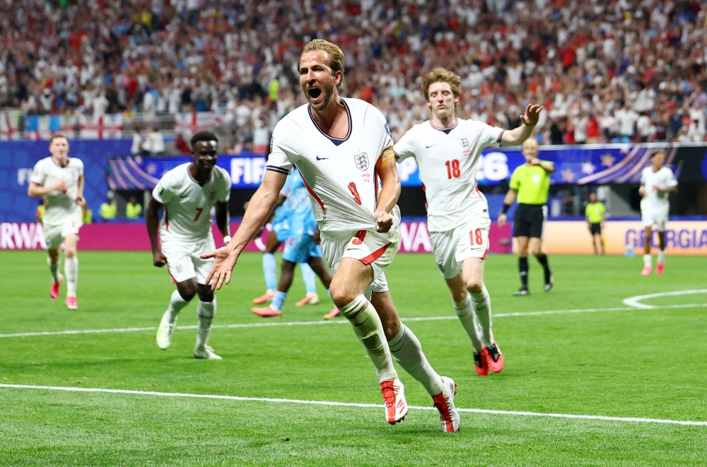 
England's Harry Kane celebratesr second goal. — Reuters  