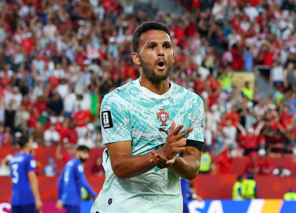 
Portugal's Ramos celebrates second goal. — Reuters 