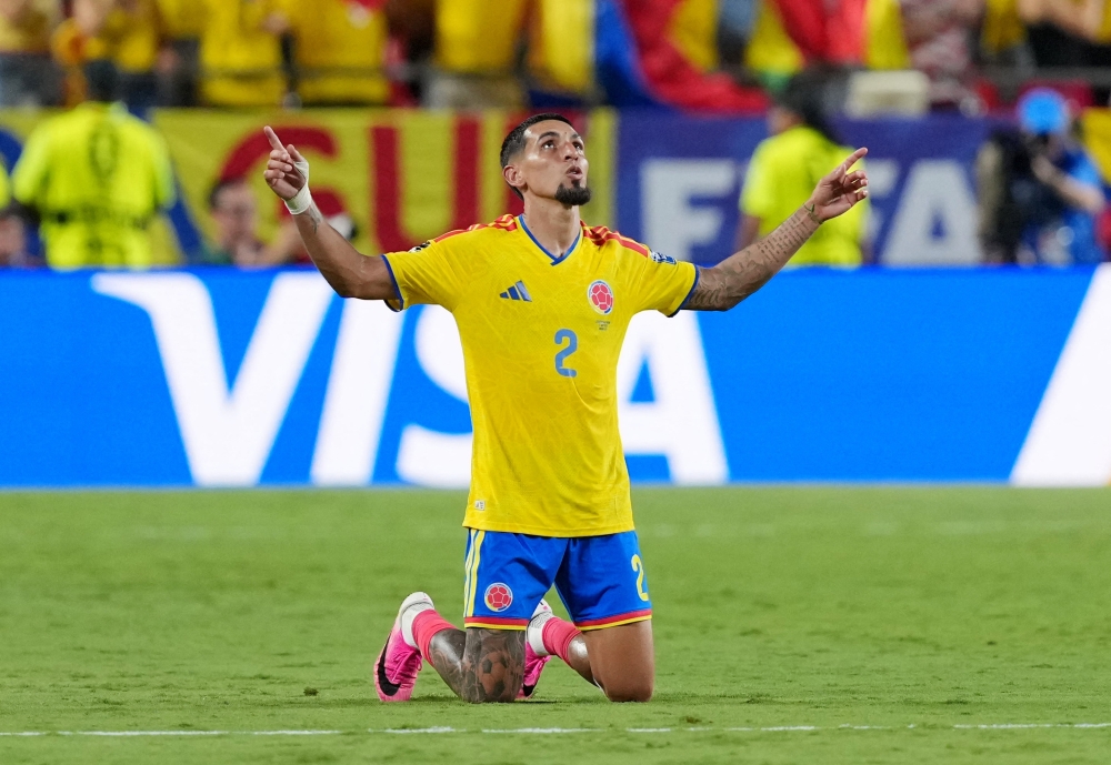  
Colombia's Daniel Munoz celebrates after the match. — Reuters