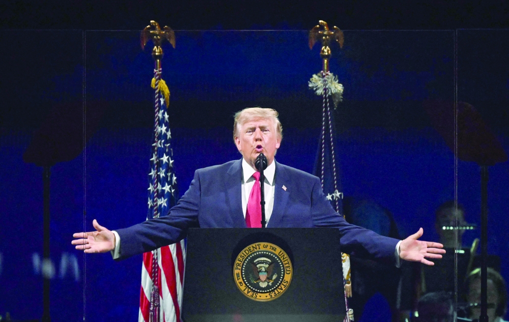 US President Donald Trump speaks during the Independence Day celebration on the National Mall in Washington, DC. — AFP