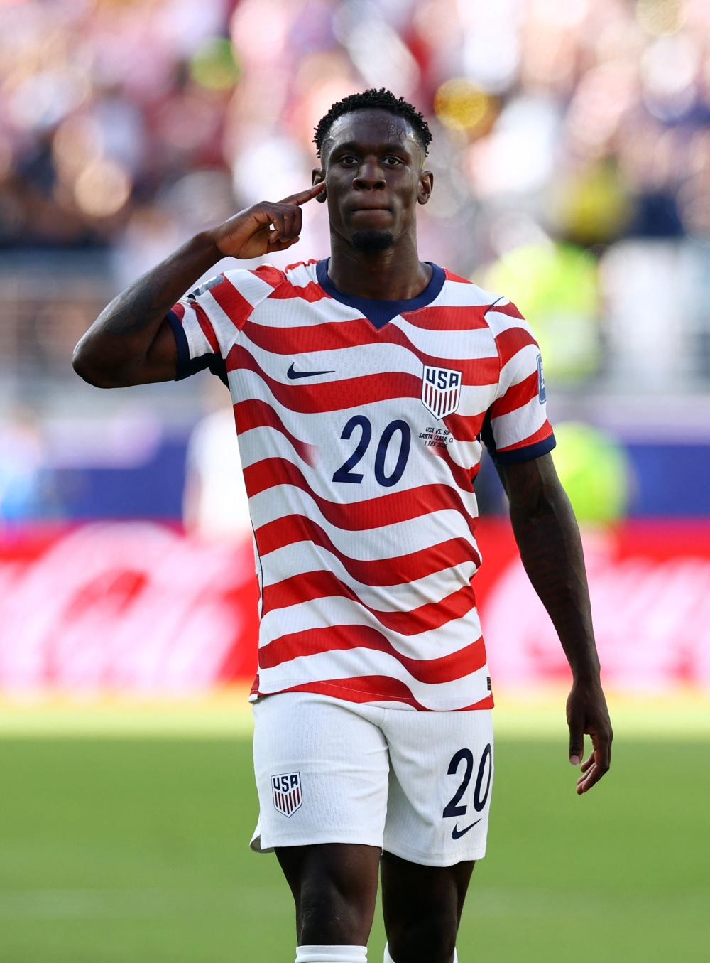  
Folarin Balogun of the U.S. celebrates scoring their first goal against Paraguay     
