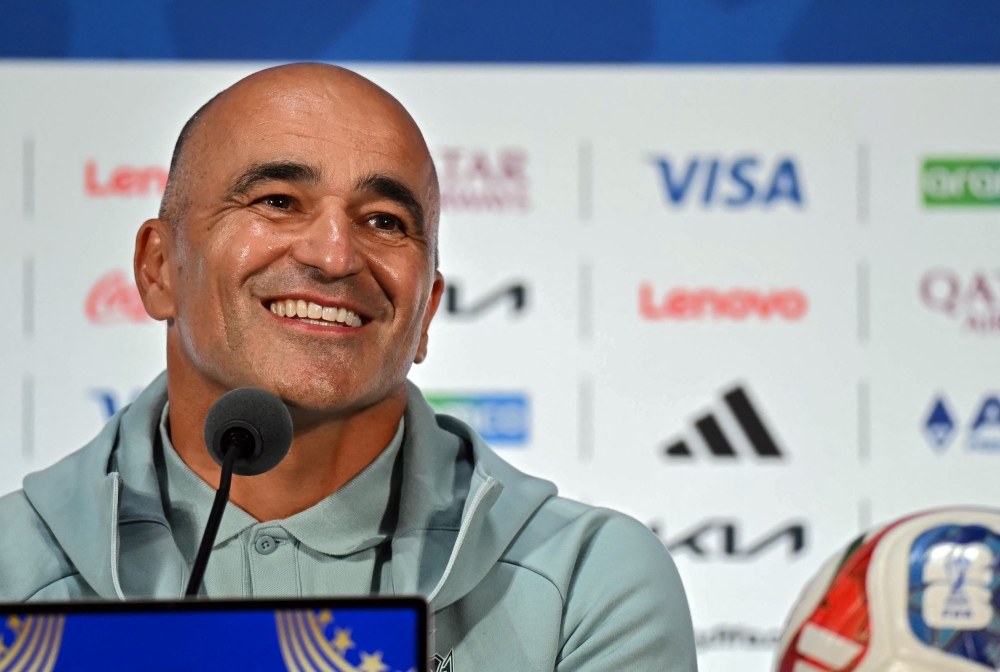 Portugal's Spanish head coach Roberto Martinez answers to journalists during a press conference  