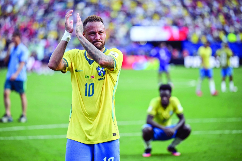 Brazil's forward #10 Neymar reacts after losing the 2026 World Cup round of 16 football match between Brazil and Norway. — AFP