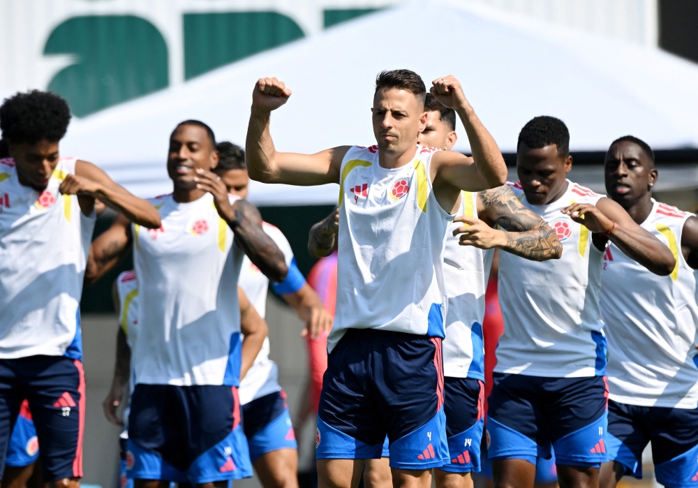  
Colombia's Santiago Arias during training  