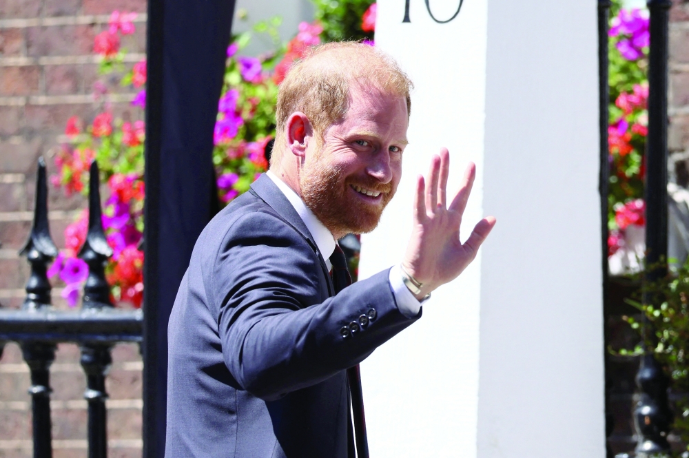 Britain's Prince Harry arrives at Chatham House in London. — Reuters