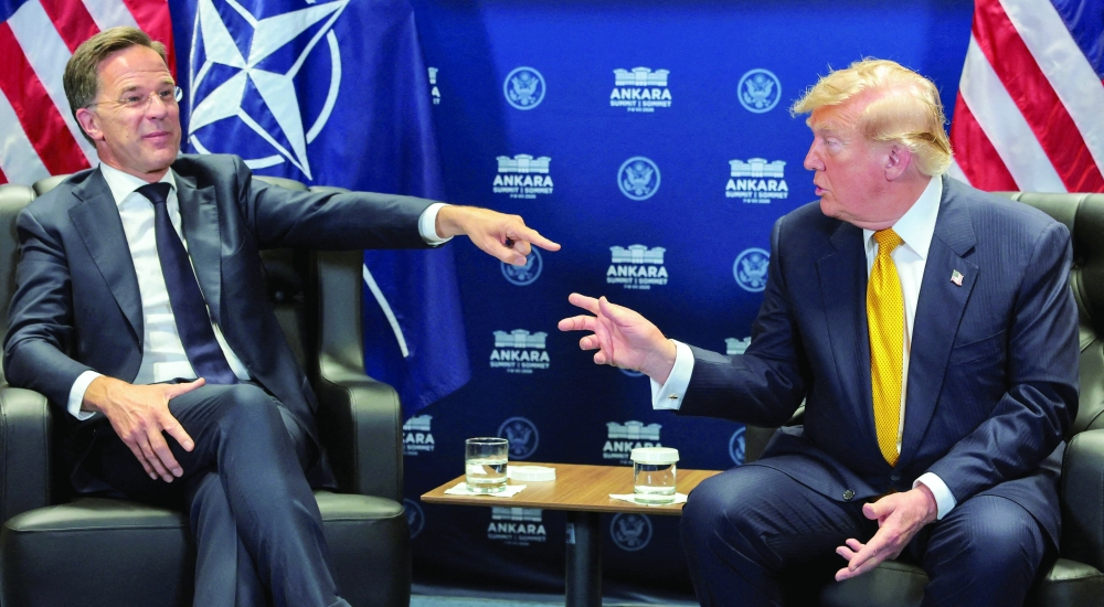 
US President Donald Trump and Nato Secretary-General Mark Rutte in Ankara on Wednesday. — Reuters 