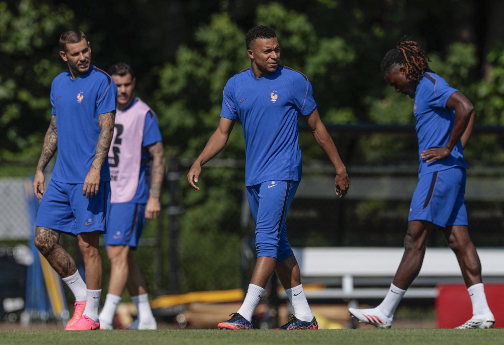 France's #10 Mbappe during training. — Reuters