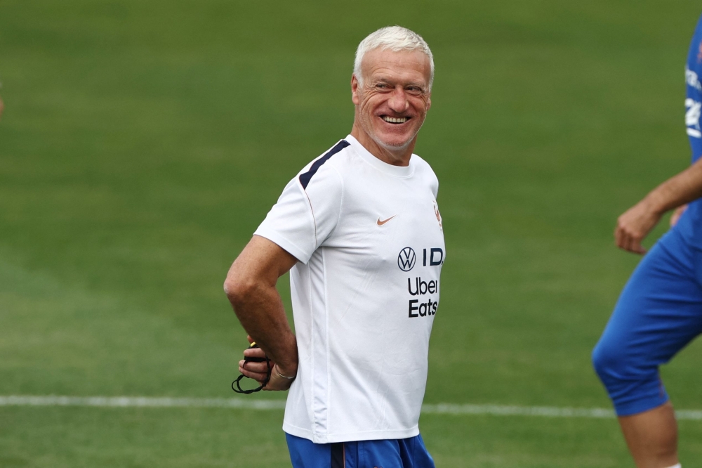 France's head coach Deschamps during training. — AFP 