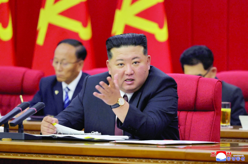 North Korean leader Kim Jong Un speaks during the second plenary meeting of the Workers' Party of Korea (WPK), in Pyongyang, North Korea. — Reuters file photo