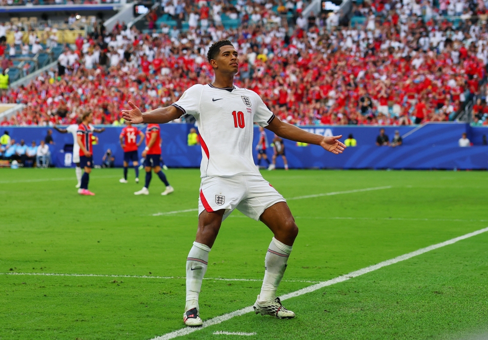  
England's Bellingham celebrates second goal. — Reuters  