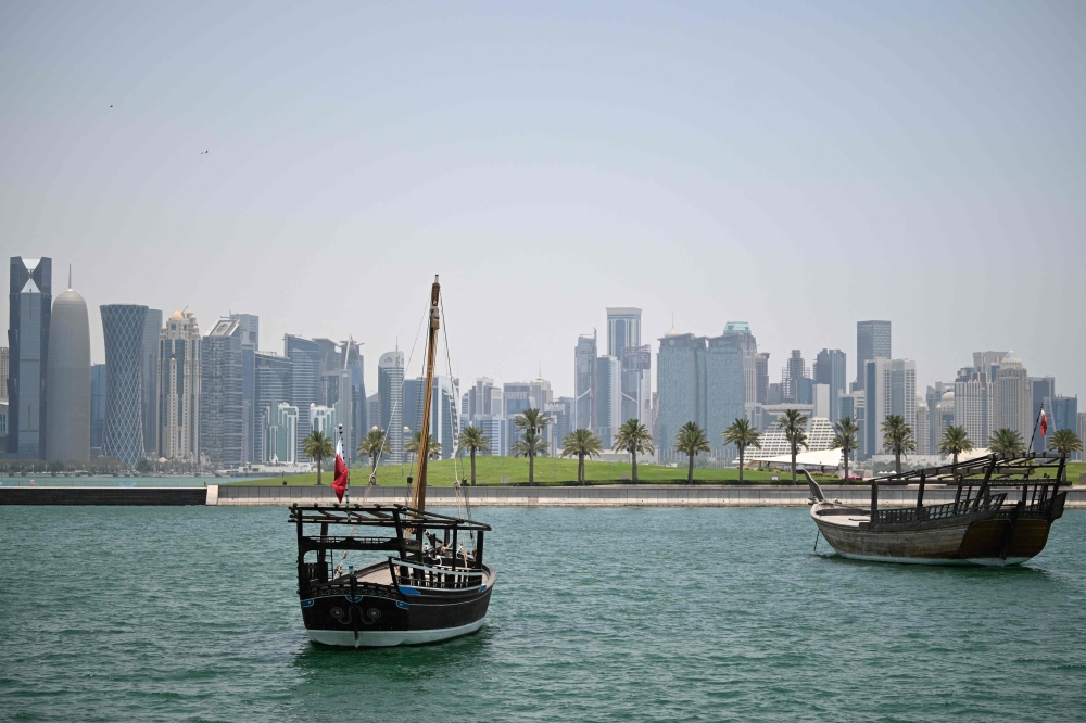 The skyline of high-rise buildings is seen in Doha.
