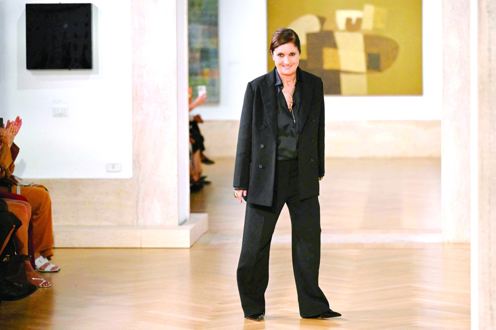 Designer Maria Grazia Chiuri is pictured at the end of Fendi's first Women Haute Couture Fall/Winter 2026-2027 collection at the National Gallery of Modern and Contemporary Art in Rome— AFP