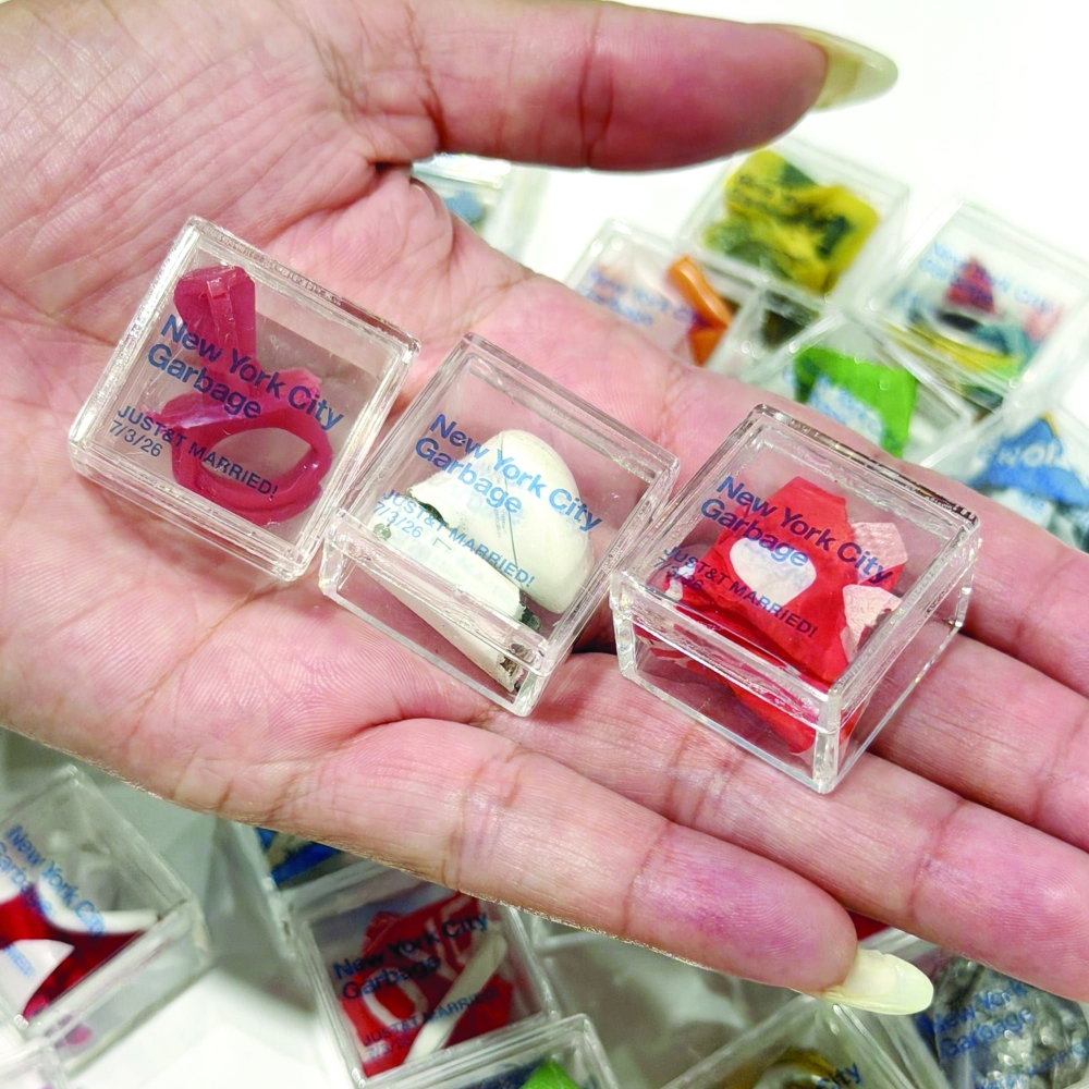 Each object, described online as a “sculpture”, was sealed inside a small plastic cube to prevent smells or leaks.