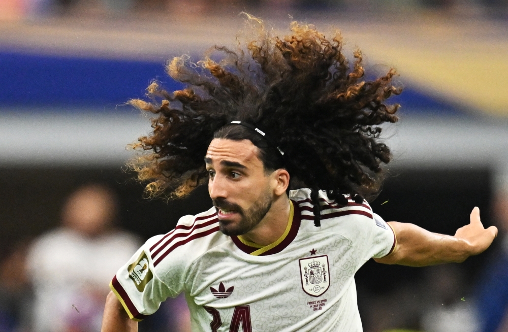  
Spain's Marc Cucurella in action  