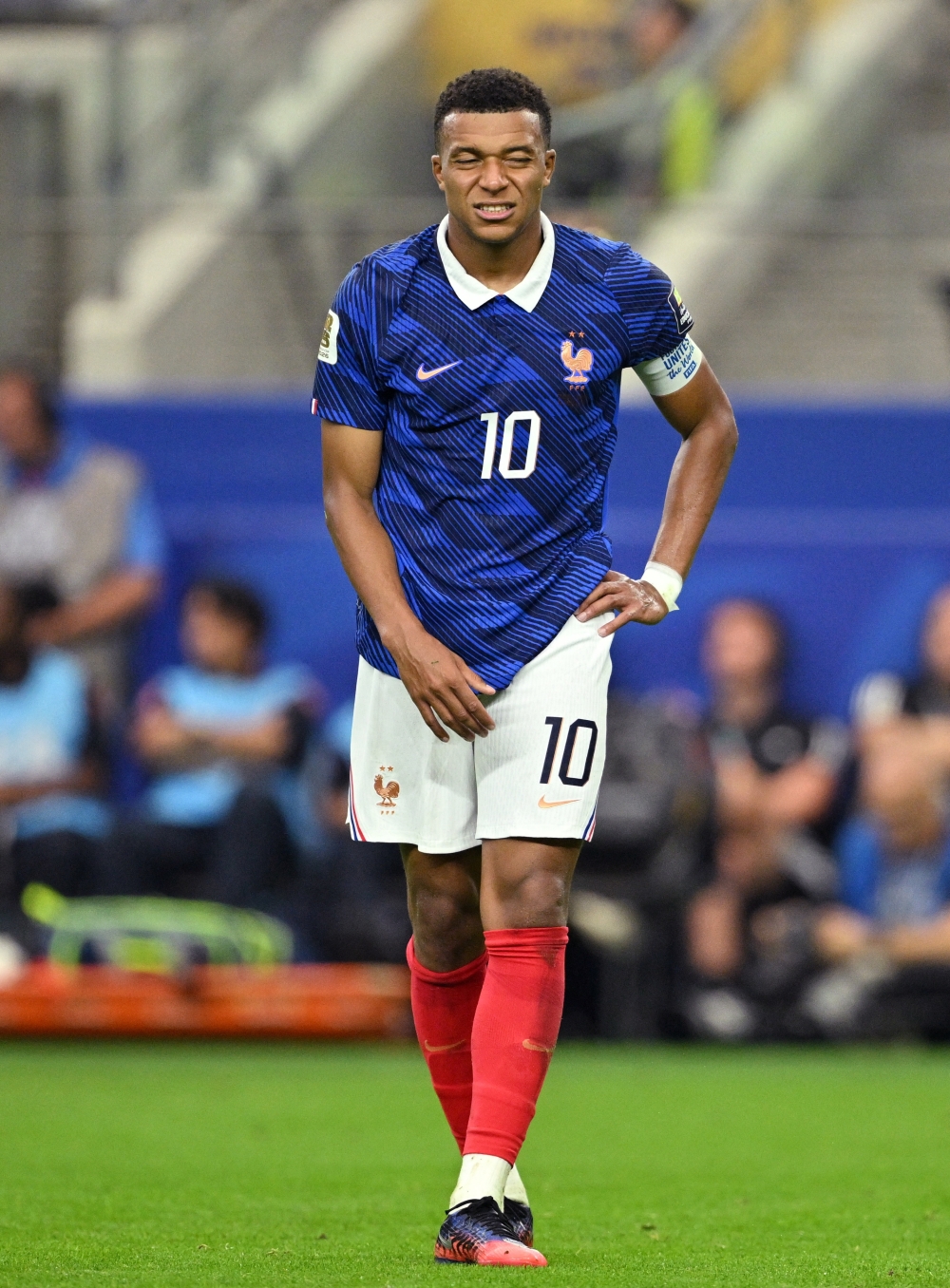 
France's Kylian Mbappe reacts 