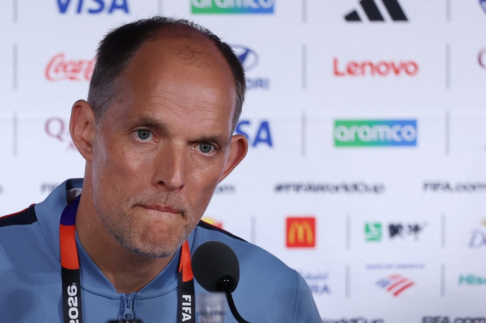 England's German head coach Thomas Tuchel gives an MD-1 press conference at the Atlanta Stadium in Atlanta  
