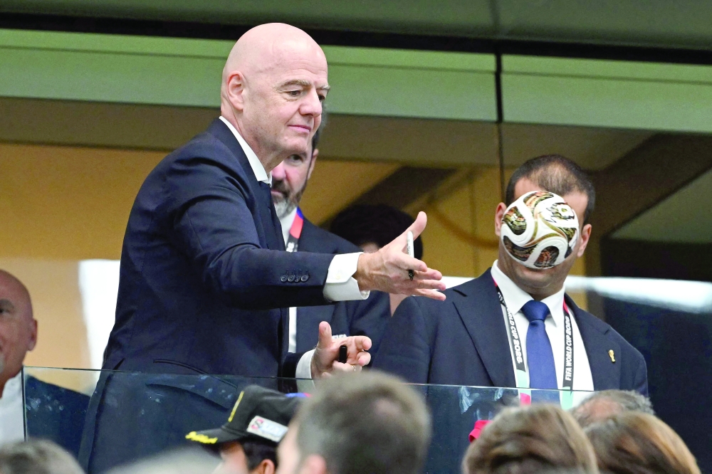 Fifa President Gianni Infantino gestures. — AFP