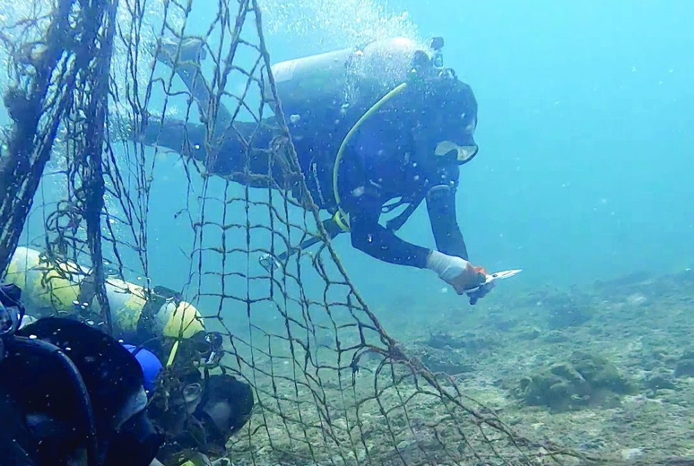 Three tonnes of nets and ropes were removed.