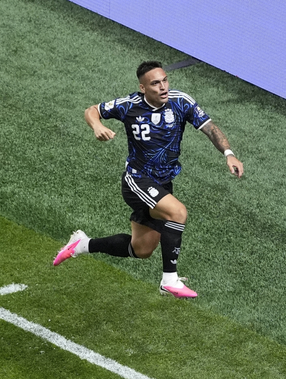  
Argentina's Martinez celebrates second goal. — Reuters
