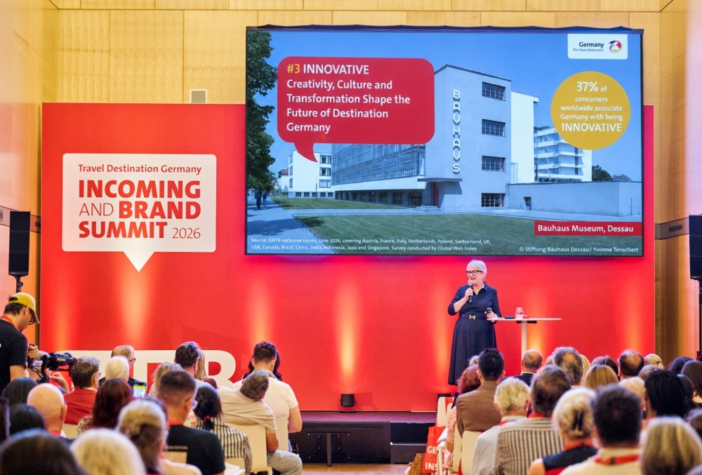 Petra Hedorfer, Chief Executive Officer, German National Tourist Board (GNTB), delivering keynote address at the fifth GNTB Incoming & Brand Summit in Frankfurt.  ~ Picture by @GNTB/Florian Trykowski