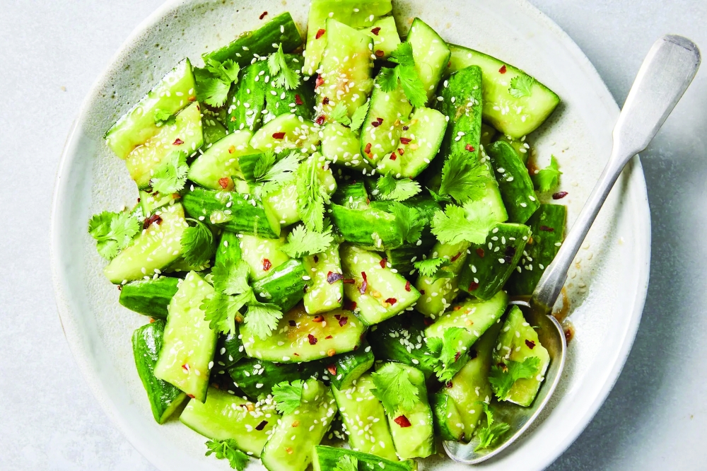 Chinese Smashed Cucumbers With Sesame Oil and Garlic