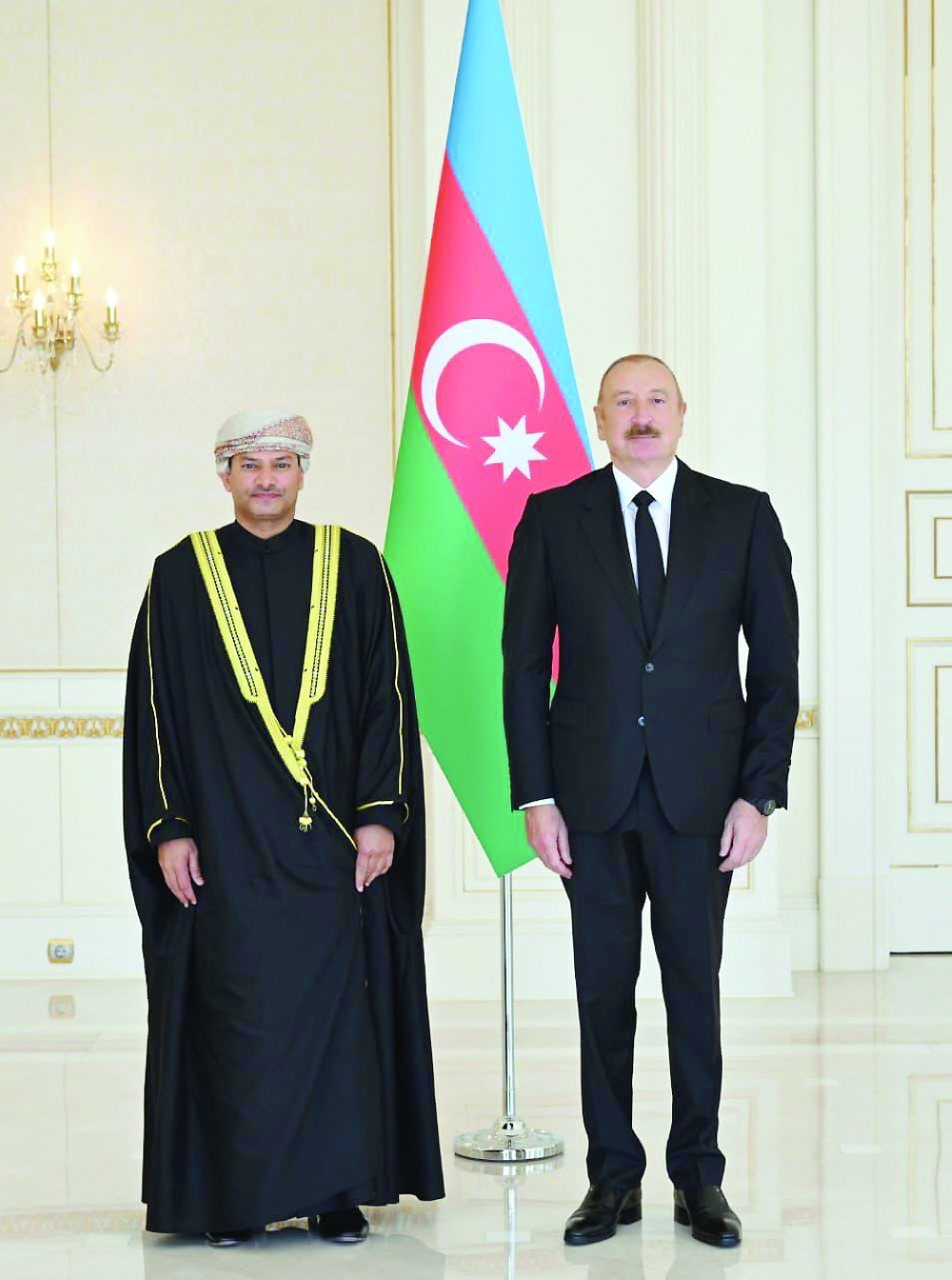 President Ilham Aliyev with Ambassador Saif bin Rashid al Jahwari in Baku on Friday