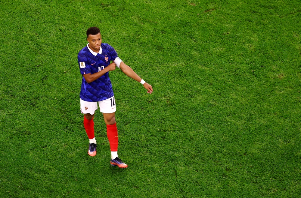  Kylian Mbappe looks dejected after the match as France are eliminated from the World Cup.— Reuters
