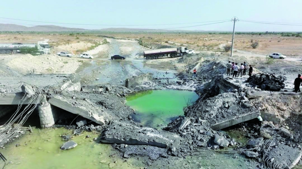 Bridges attacked by the US in Bandar Abbas region of southern Iran on Friday.