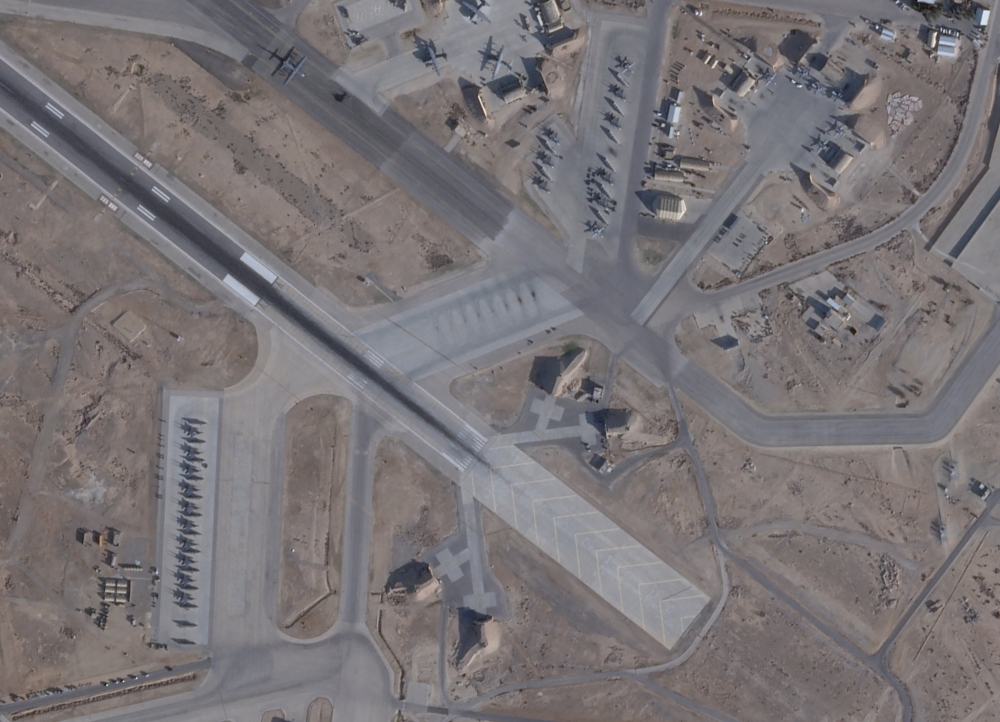 In a satellite image provided by Planet Labs PBC, of the Muwaffaq Salti Air Base, in Al Azraq, Jordan