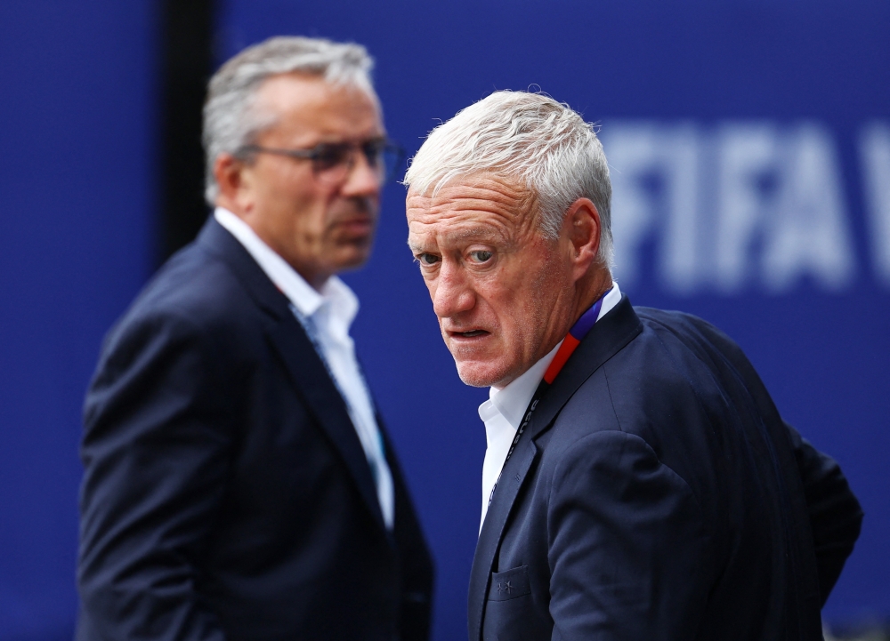  
France coach Didier Deschamps arrives at the stadium before the match 