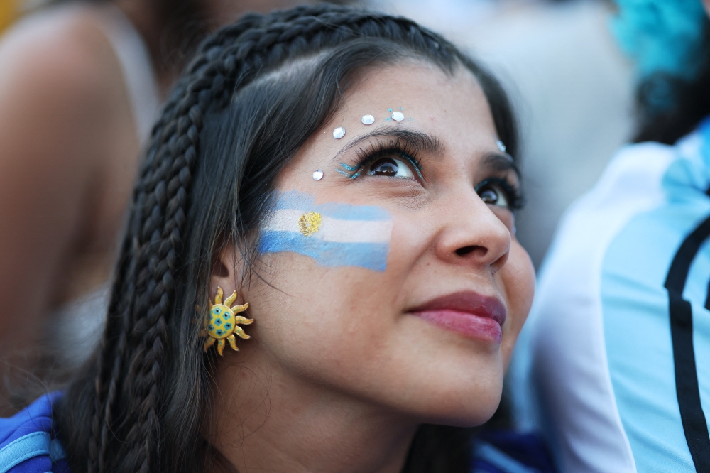 An Argentina fan watches the FIFA World Cup final. — Reuters