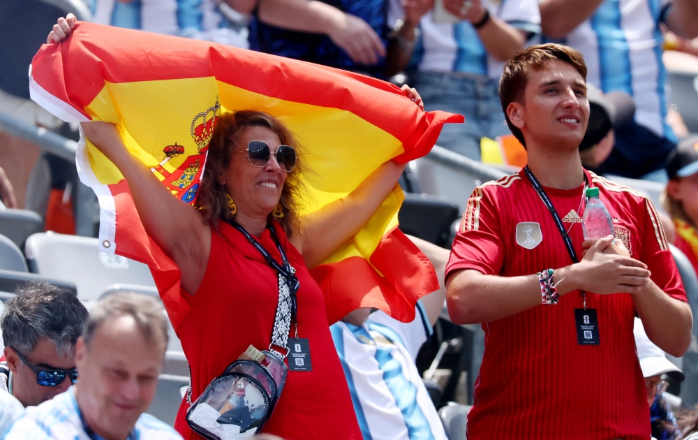 Spain fans inside the stadium before the match. — Reuters 