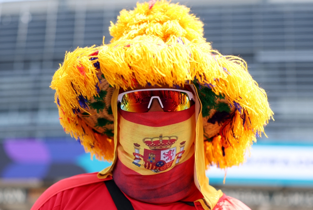 Spain fans inside the stadium before the match. — Reuters  