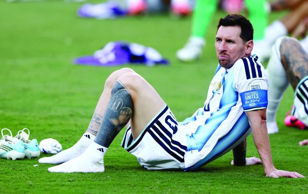  
Argentina's Lionel Messi looks dejected after the match  