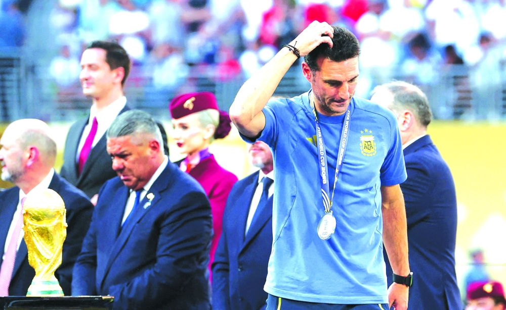 Argentina coach Lionel Scaloni looks dejected. — Reuters