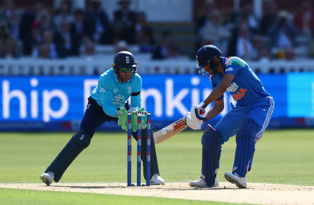  
India's Shubman Gill in action  