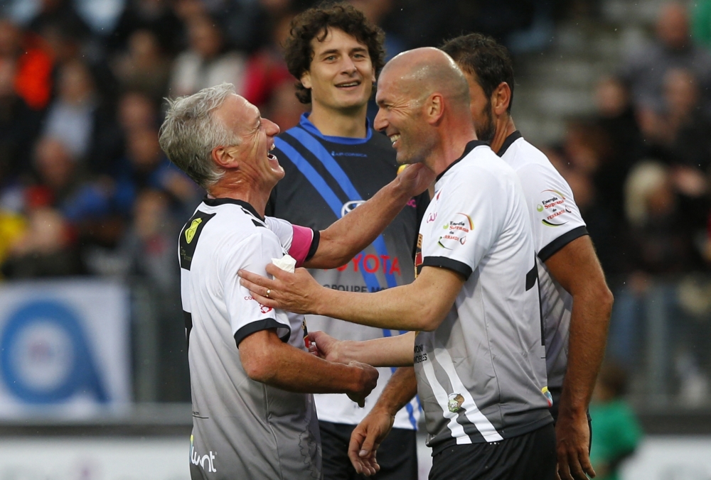 French Didier Deschamps (R) and Zinedine Zidane (L)