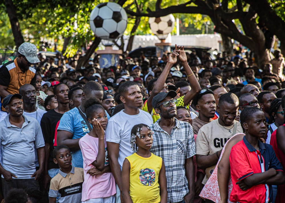 Fans react as they watch the 2026 World Cup Final between Spain and Argentina in Port-au-Prince 