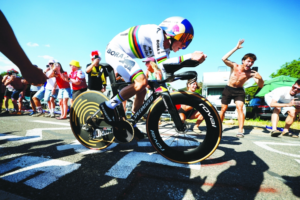 
Evenepoel in action during stage 16 individual time-trial. — Reuters 