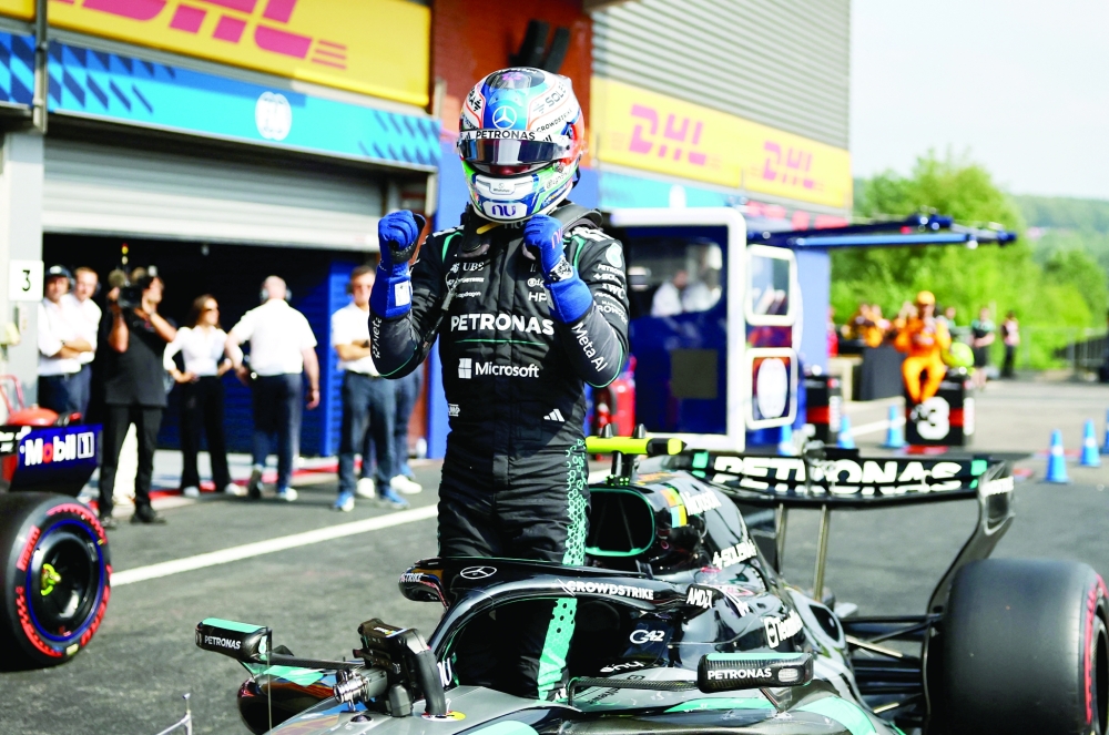 Mercedes' Andrea Kimi Antonelli celebrates. — Reuters